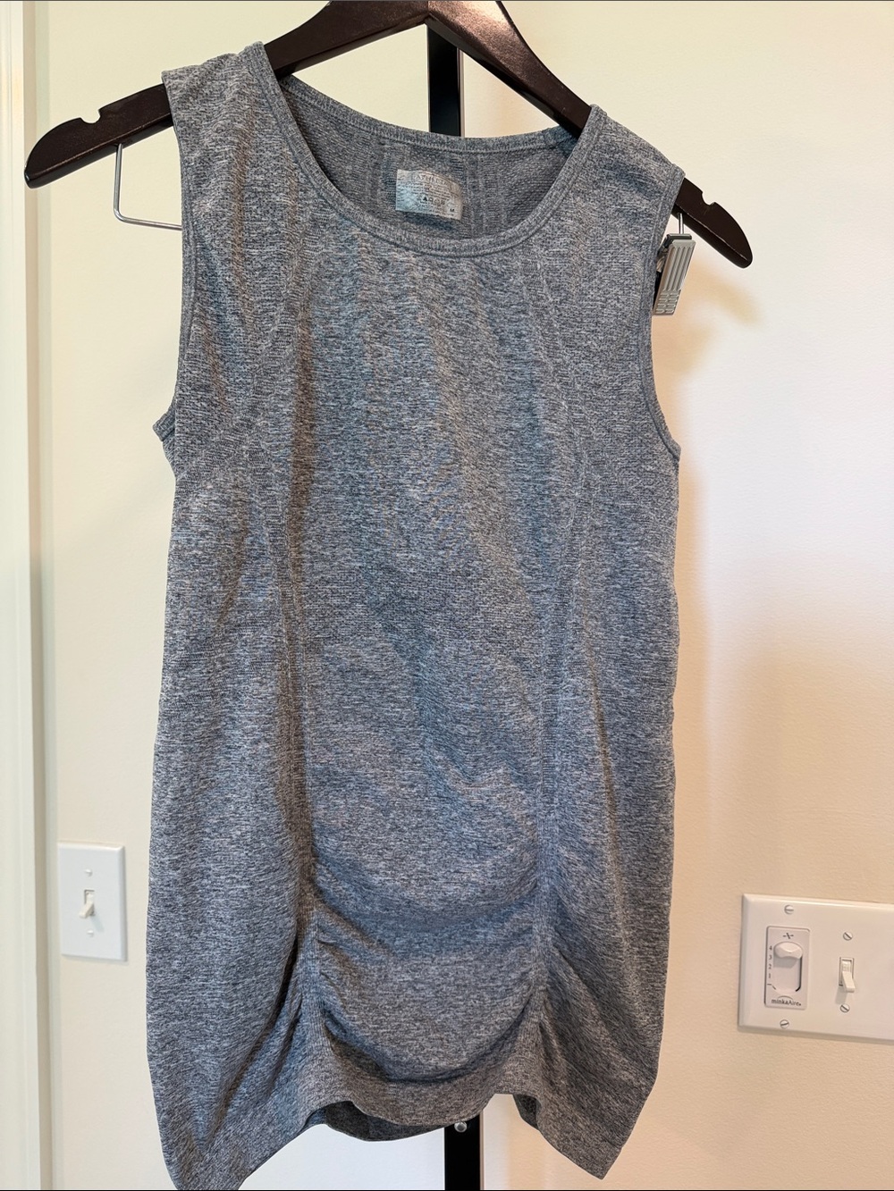 Sleeveless Gray Ruched Hem Women's Tank Top